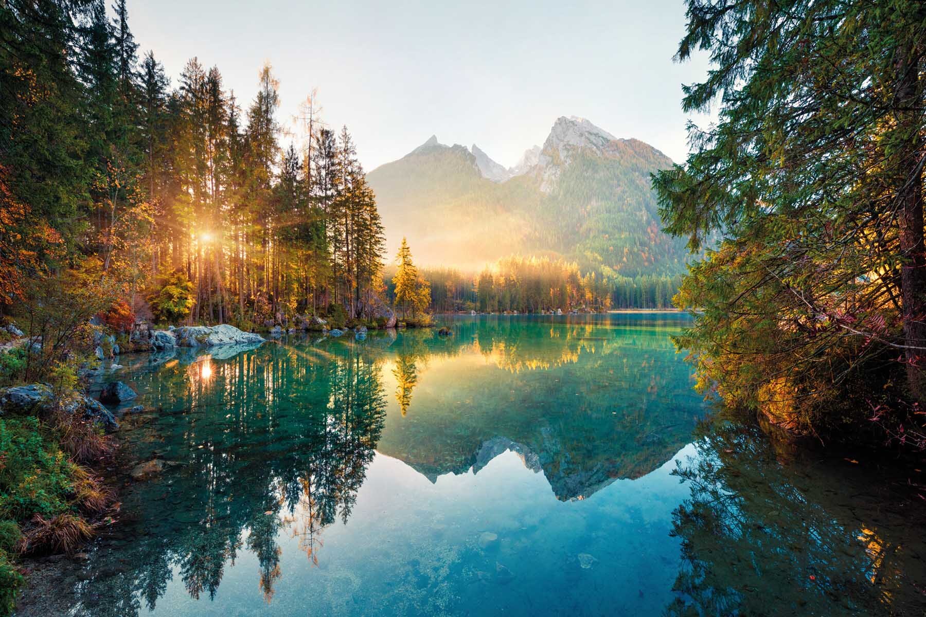 PlateART Duschrückwand Bergsee Sonnenuntergang