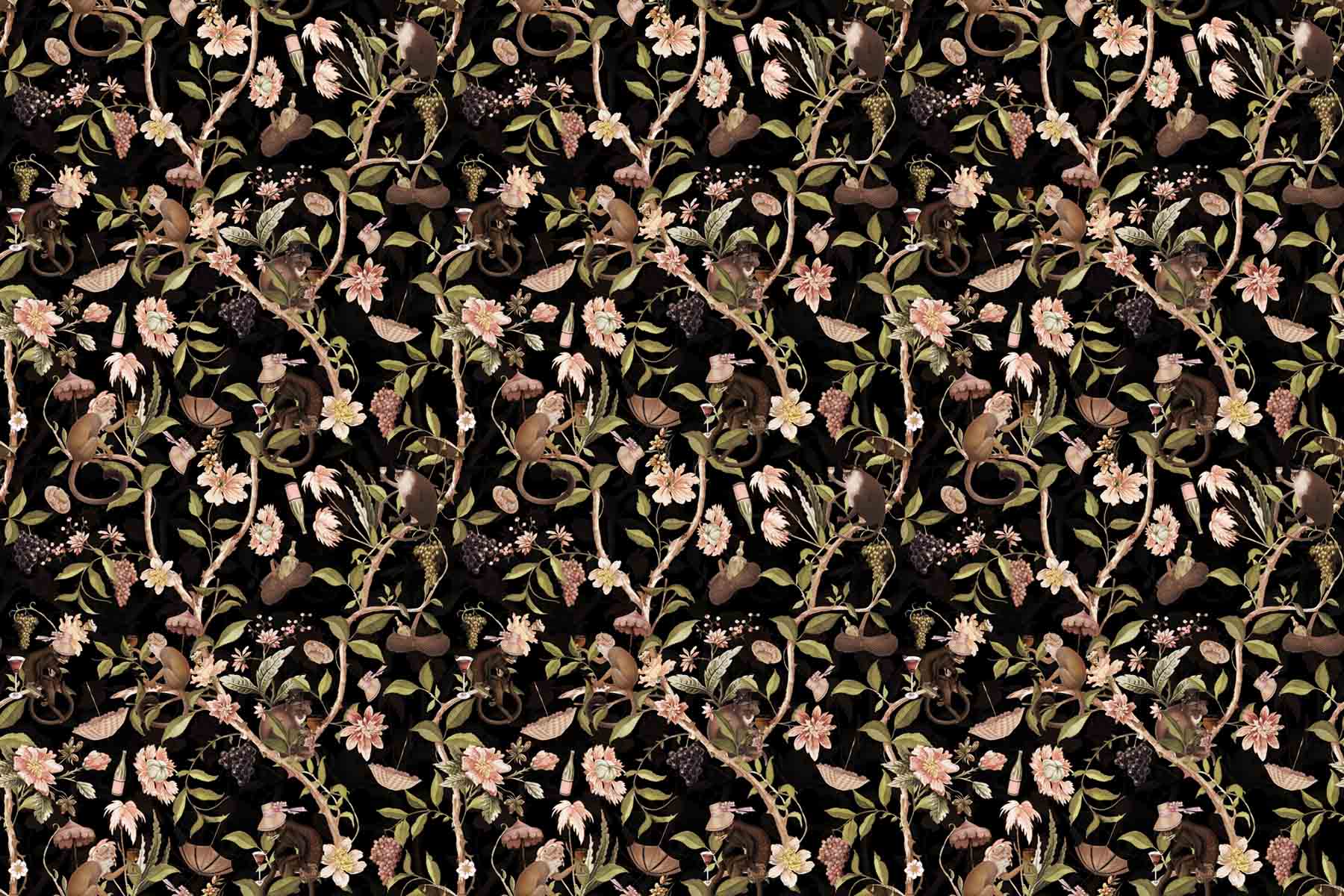 PlateART Duschrückwand Küchenrückwand Wandverklkeidung PlateARTIST Motiv Vintage floral Affen