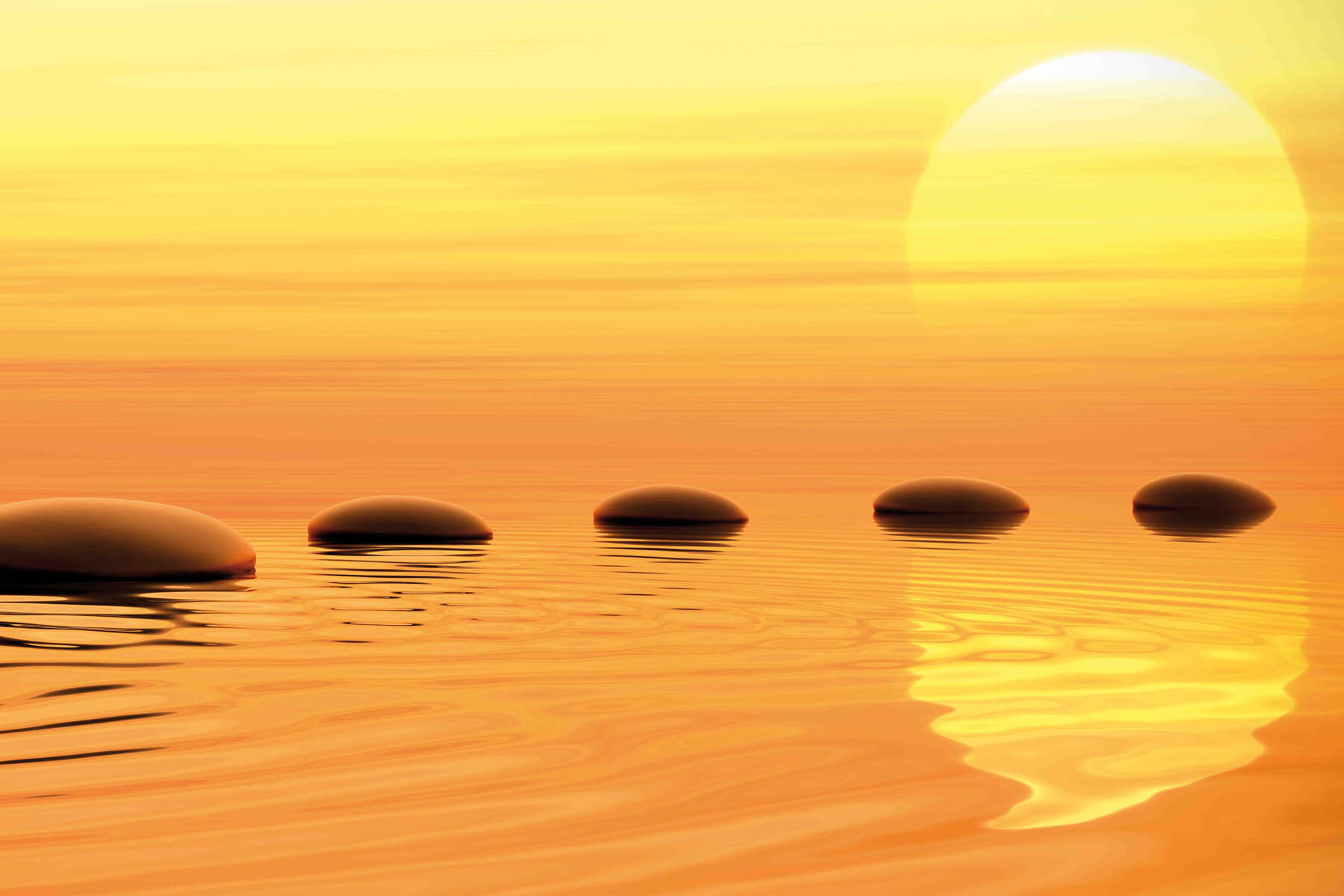 PlateART Duschrückwand Küchenrückwand Wandverkleidung Wellness Spa Zen Steine Sonnenuntergang Wasser